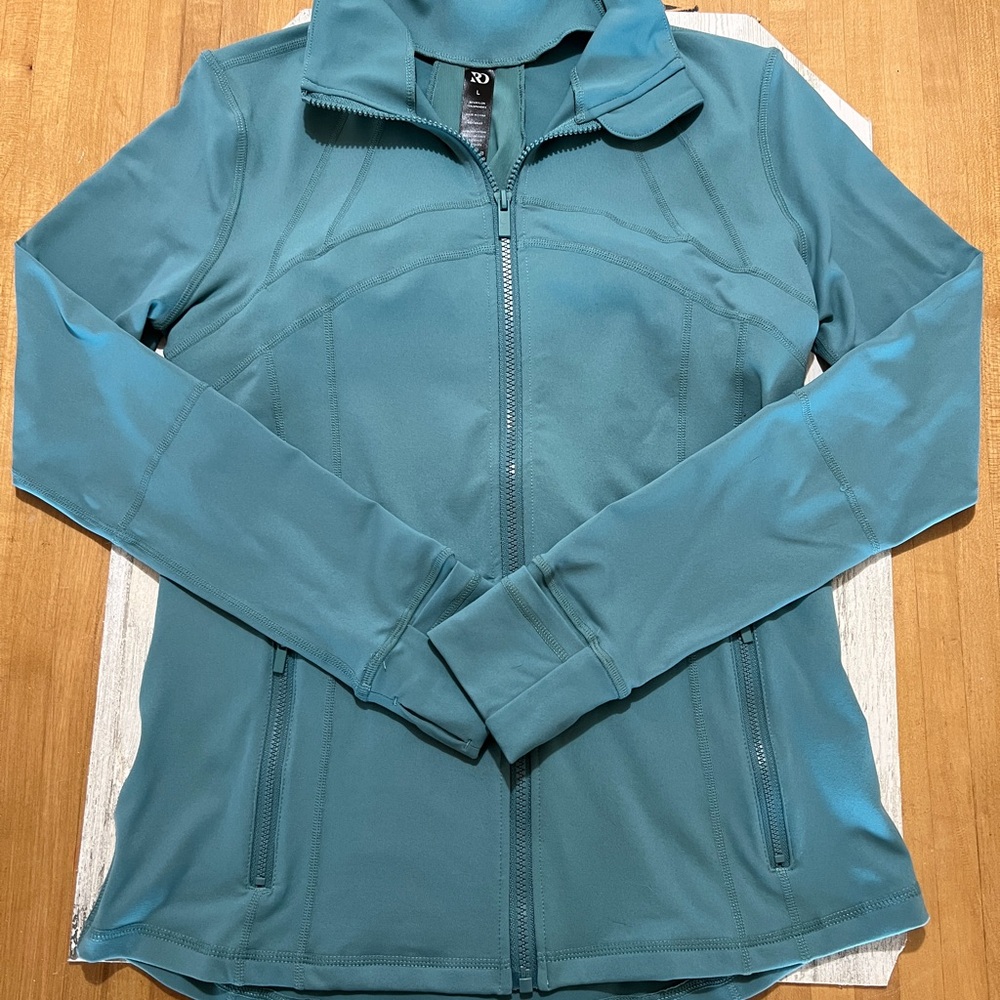 Elegant Teal Zip Up Women's Top